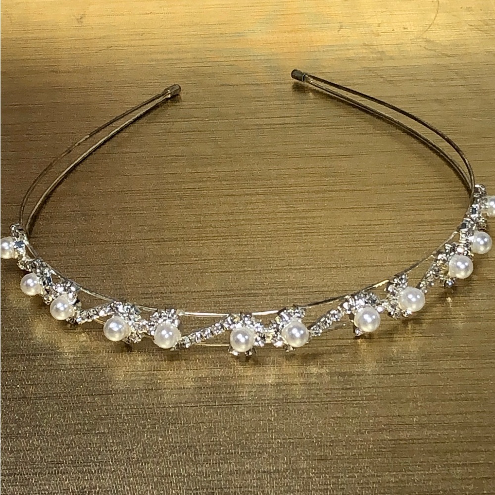 Silver Pearl & Crystal Headband for Women